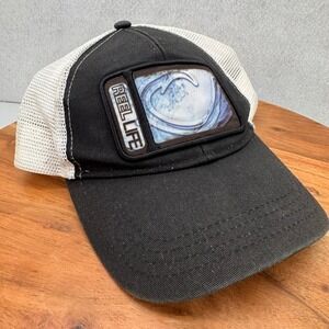 Reel Life Trucker Mesh Hat Fishing Ocean Wave‎ Patch Snapback Cap Outdoor